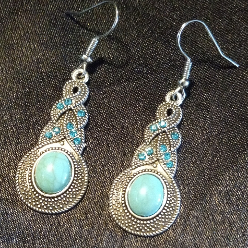 Silver and Turquoise Dangle Earrings